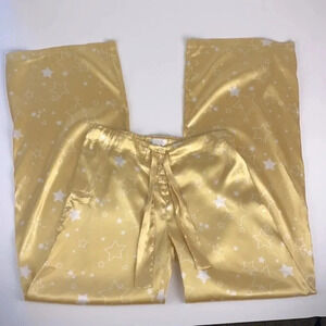 Satin gold straight leg pyjama pants loungewear size extra small